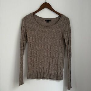 American Eagle Outfitters Cable Knit Scoop Neck Sweater - Taupe